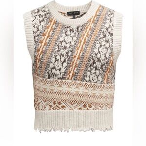 Rag & Bone Cream and Brown Knit Vest
